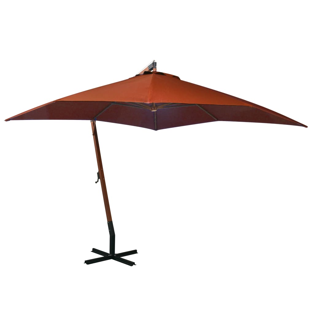 Hanging Garden Parasol with Pole Terracotta 3x3 m Solid Fir Wood