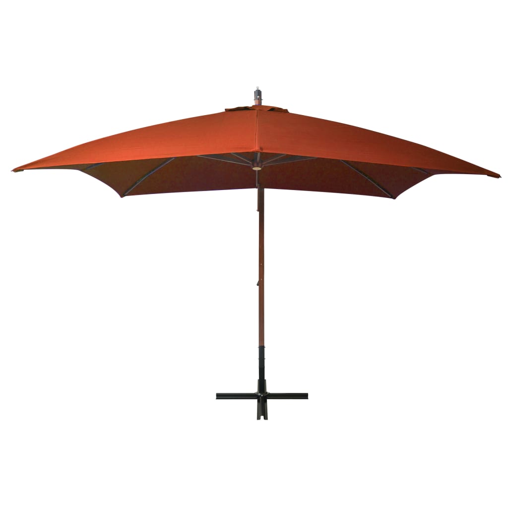 Hanging Garden Parasol with Pole Terracotta 3x3 m Solid Fir Wood