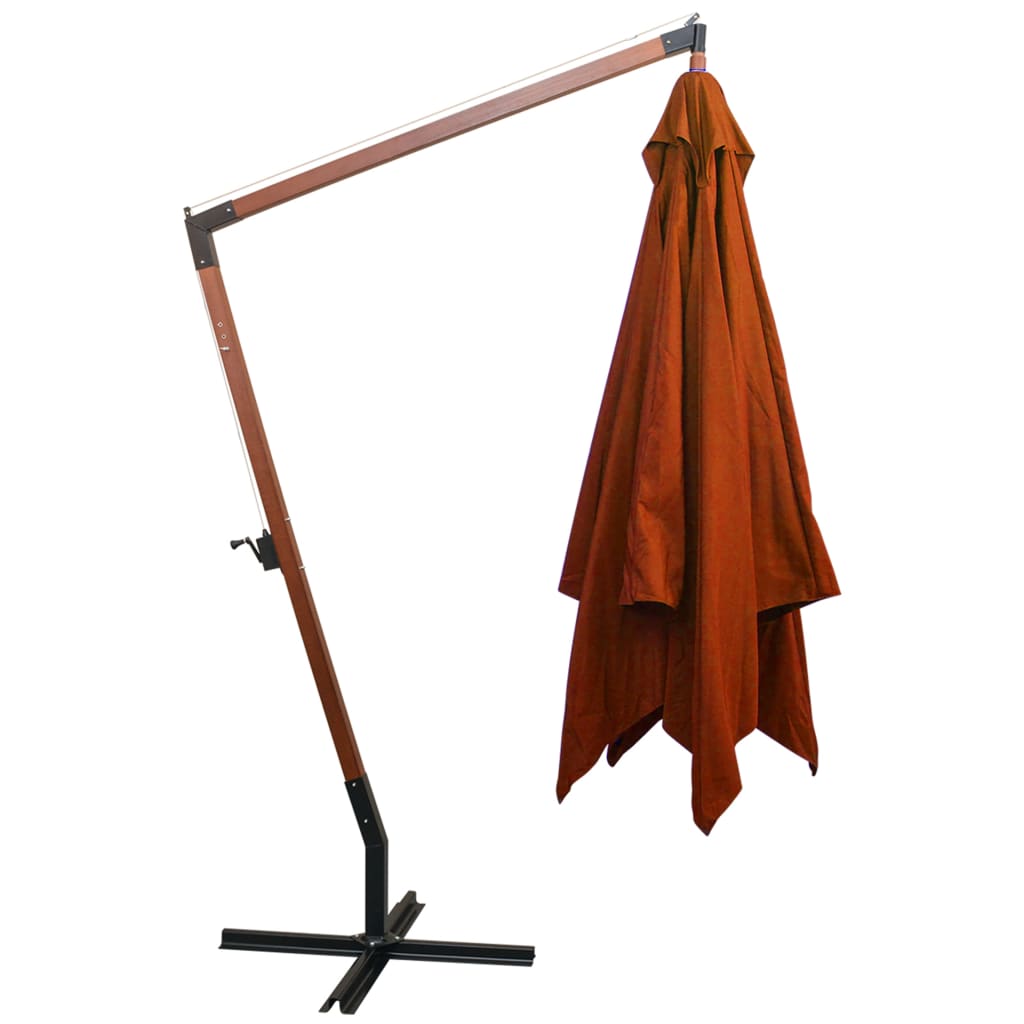 Hanging Garden Parasol with Pole Terracotta 3x3 m Solid Fir Wood
