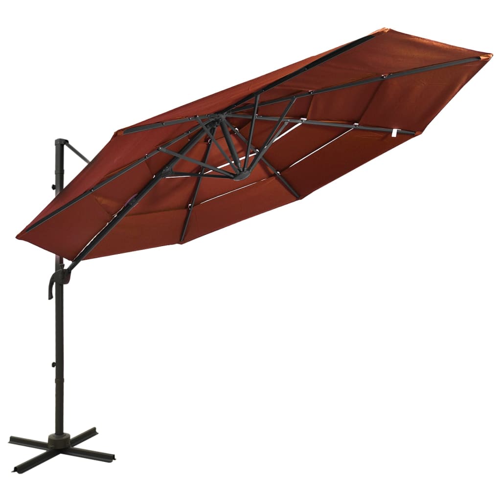 4-Tier Garden Parasol with Aluminium Pole Terracotta 3x3 m