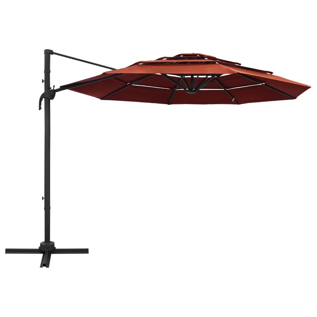 4-Tier Garden Parasol with Aluminium Pole Terracotta 3x3 m