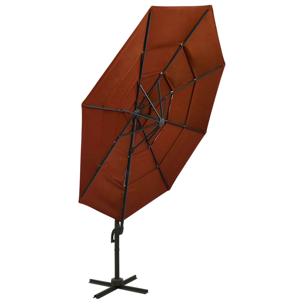 4-Tier Garden Parasol with Aluminium Pole Terracotta 3x3 m