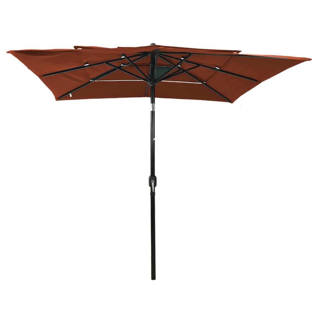 3-Tier Garden Parasol with Aluminium Pole Terracotta 2.5x2.5 m