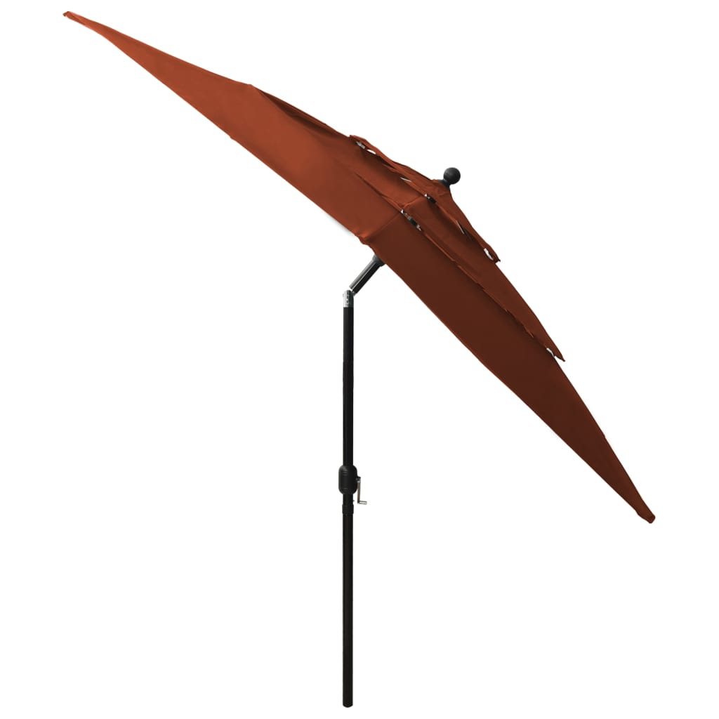 3-Tier Garden Parasol with Aluminium Pole Terracotta 2.5x2.5 m