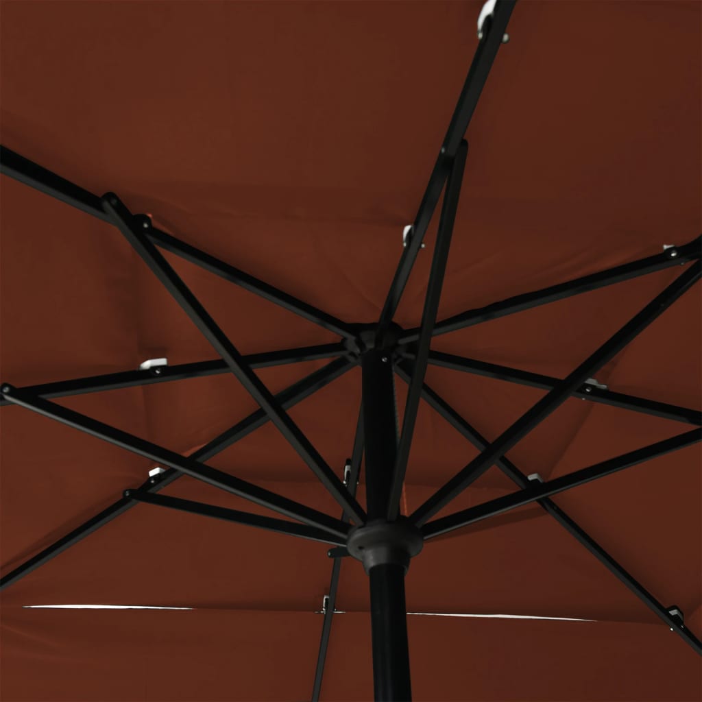 3-Tier Garden Parasol with Aluminium Pole Terracotta 2.5x2.5 m