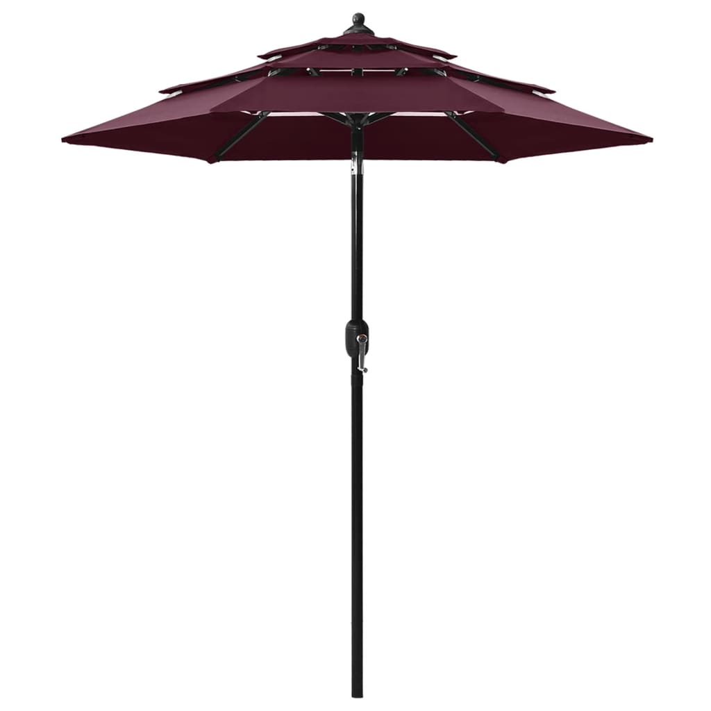 3-Tier Garden Parasol with Aluminium Pole Bordeaux Red 2 m