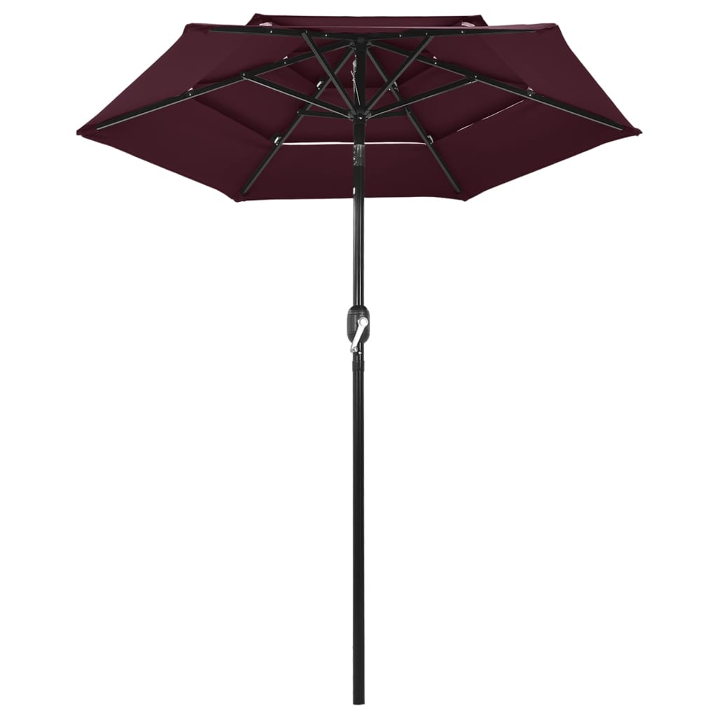 3-Tier Garden Parasol with Aluminium Pole Bordeaux Red 2 m