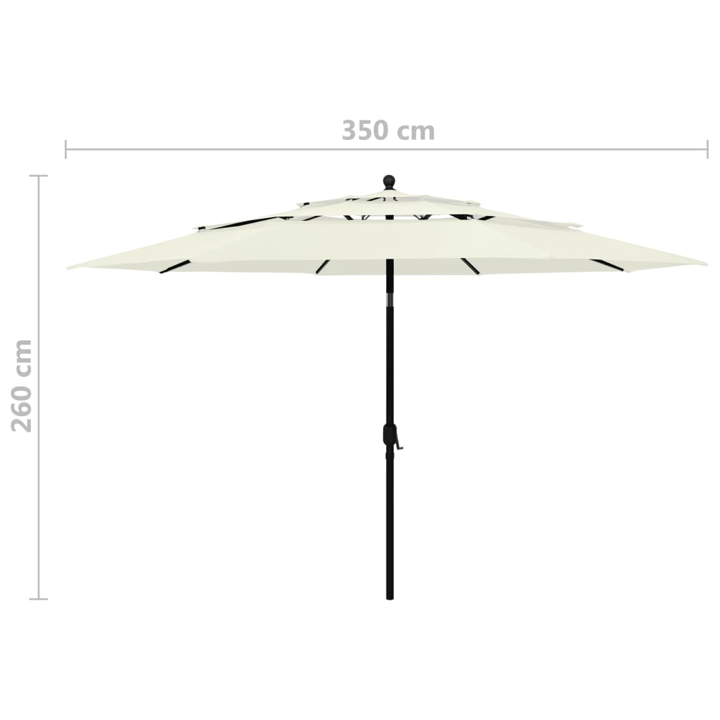 3-Tier Garden Parasol with Aluminium Pole Sand 3.5 m