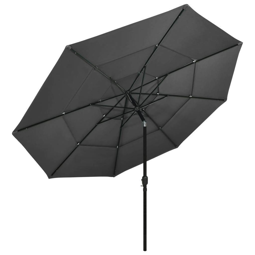 3-Tier Garden Parasol with Aluminium Pole Anthracite 3.5 m