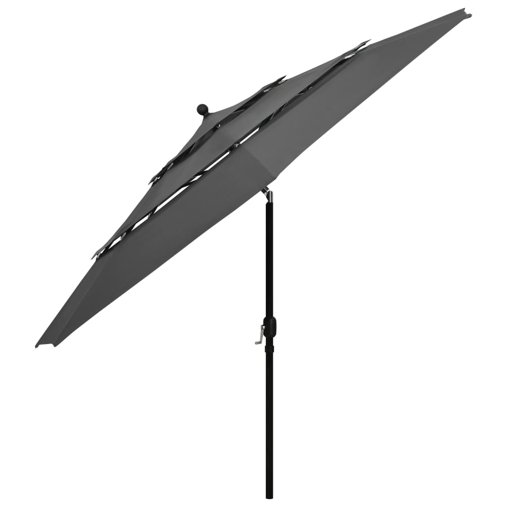 3-Tier Garden Parasol with Aluminium Pole Anthracite 3.5 m