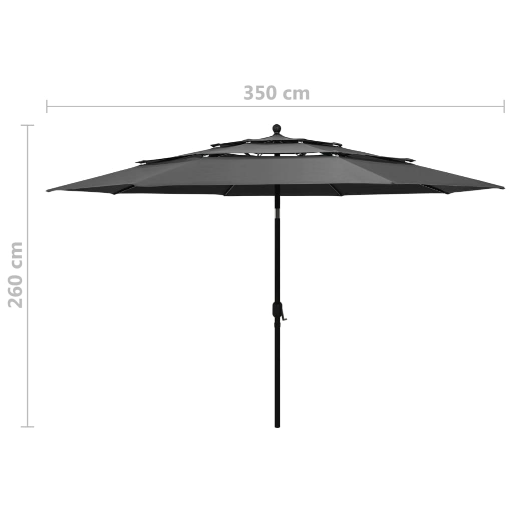 3-Tier Garden Parasol with Aluminium Pole Anthracite 3.5 m