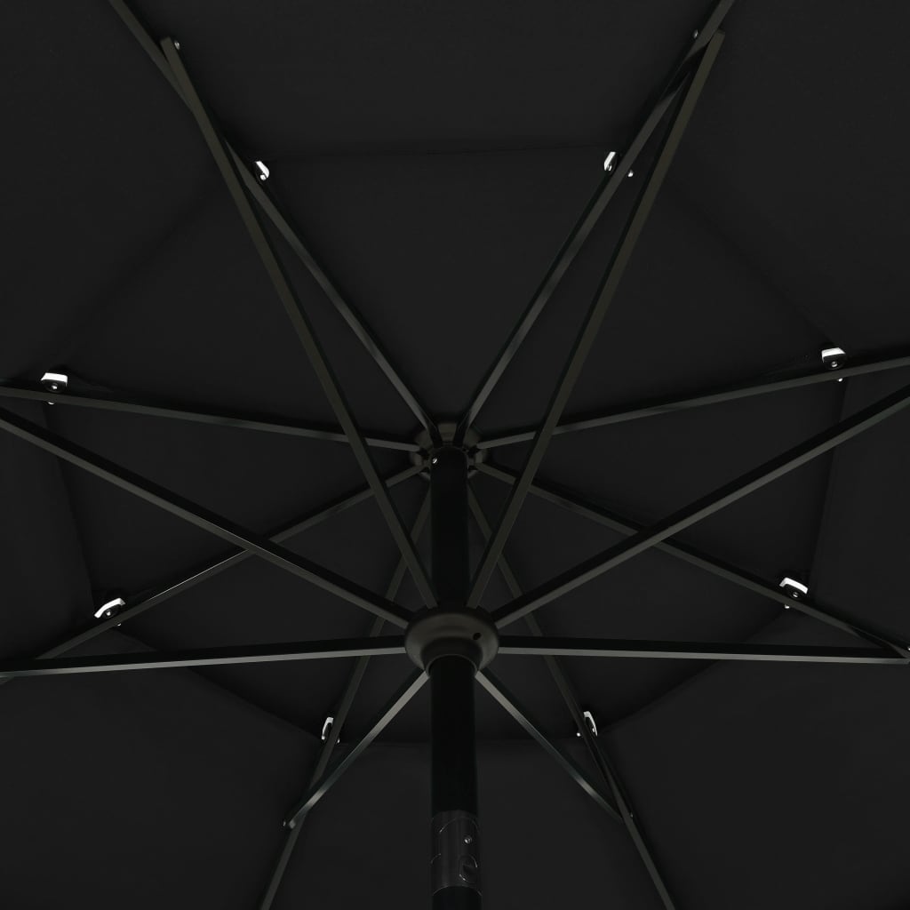 3-Tier Garden Parasol with Aluminium Pole Black 3.5 m