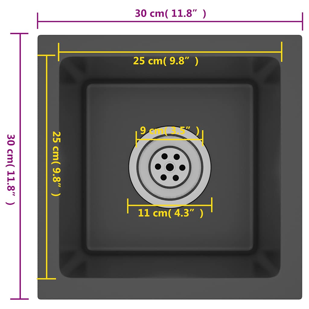 Handmade Kitchen Sink Black Stainless Steel