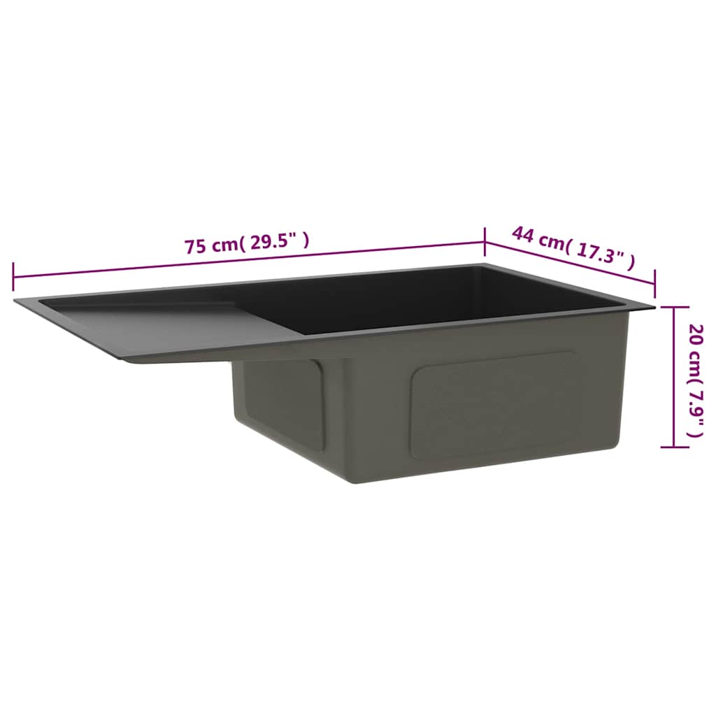 Handmade Kitchen Sink Black Stainless Steel
