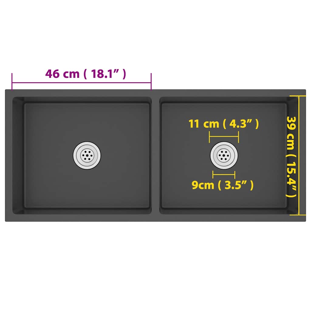 Handmade Kitchen Sink Black Stainless Steel