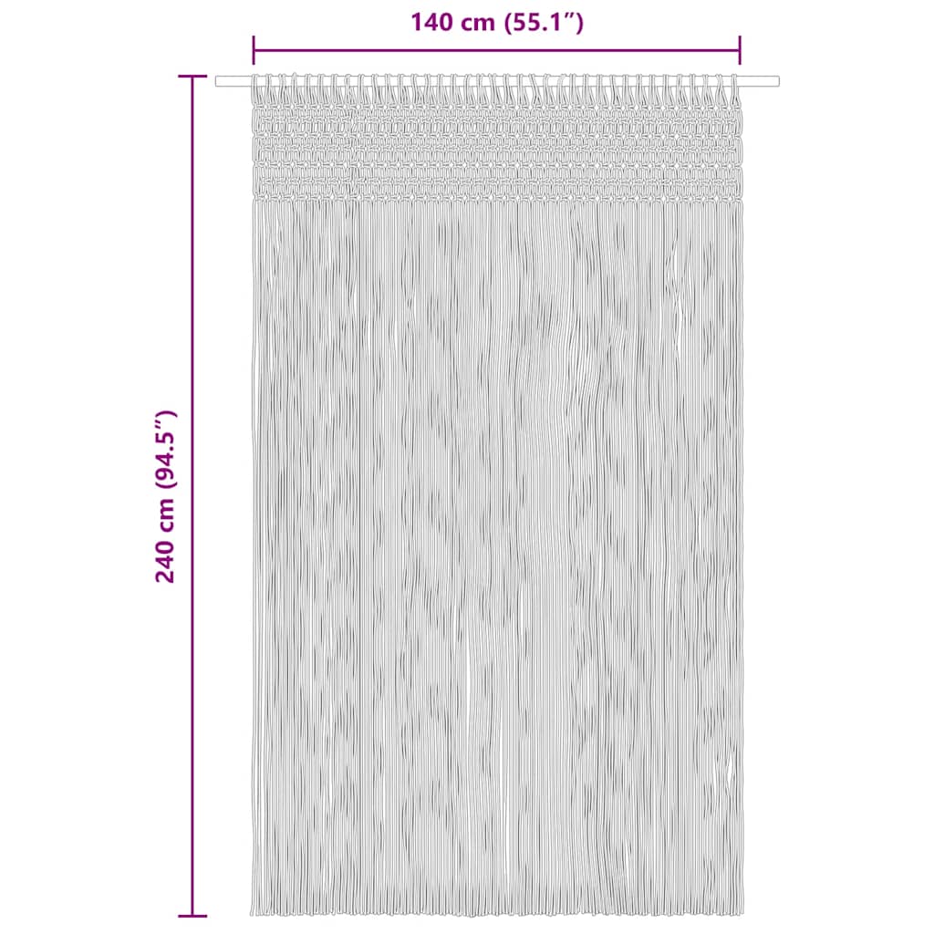 Macrame Curtain Blue 140x240 cm Cotton