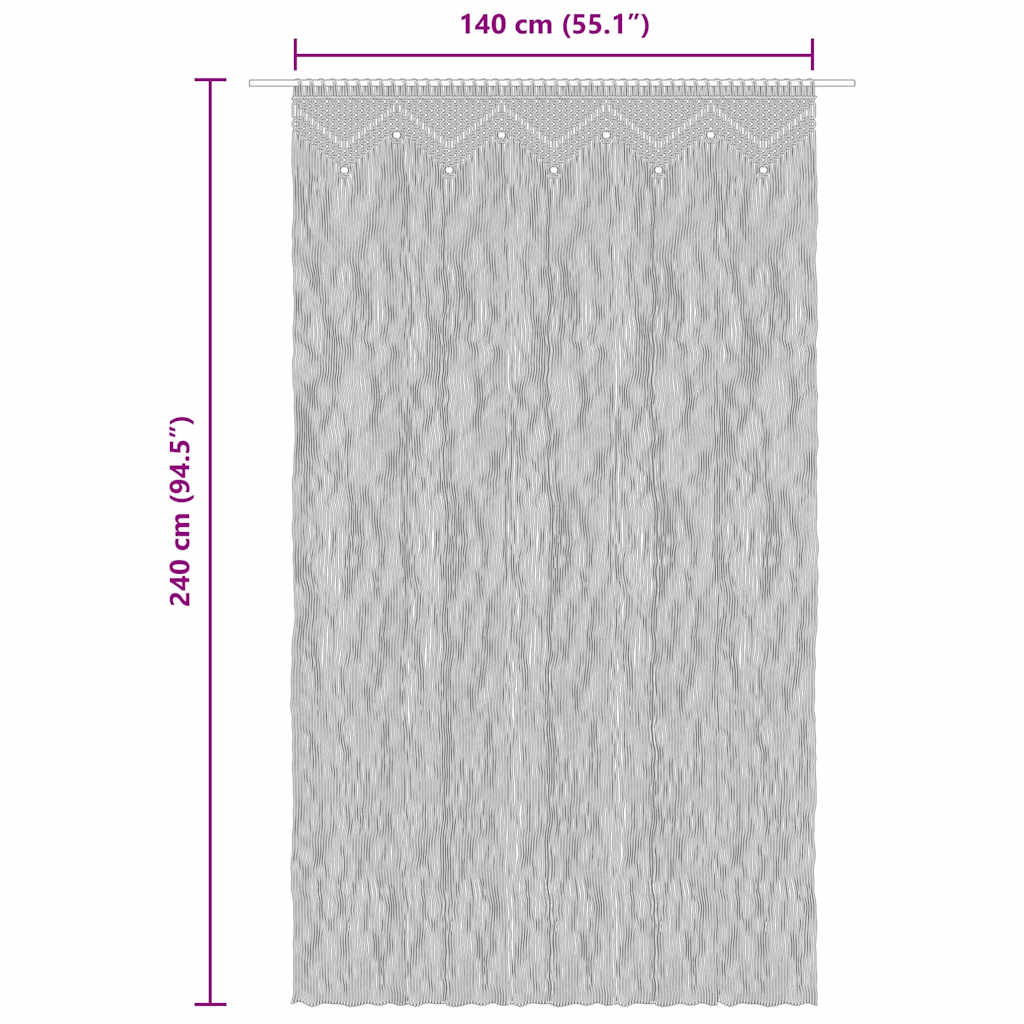 Macrame Curtain Blue 140x240 cm Cotton