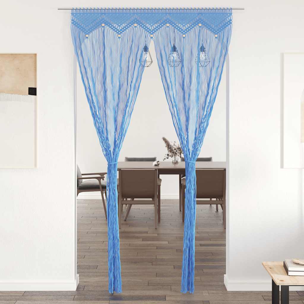 Macrame Curtain Blue 140x240 cm Cotton