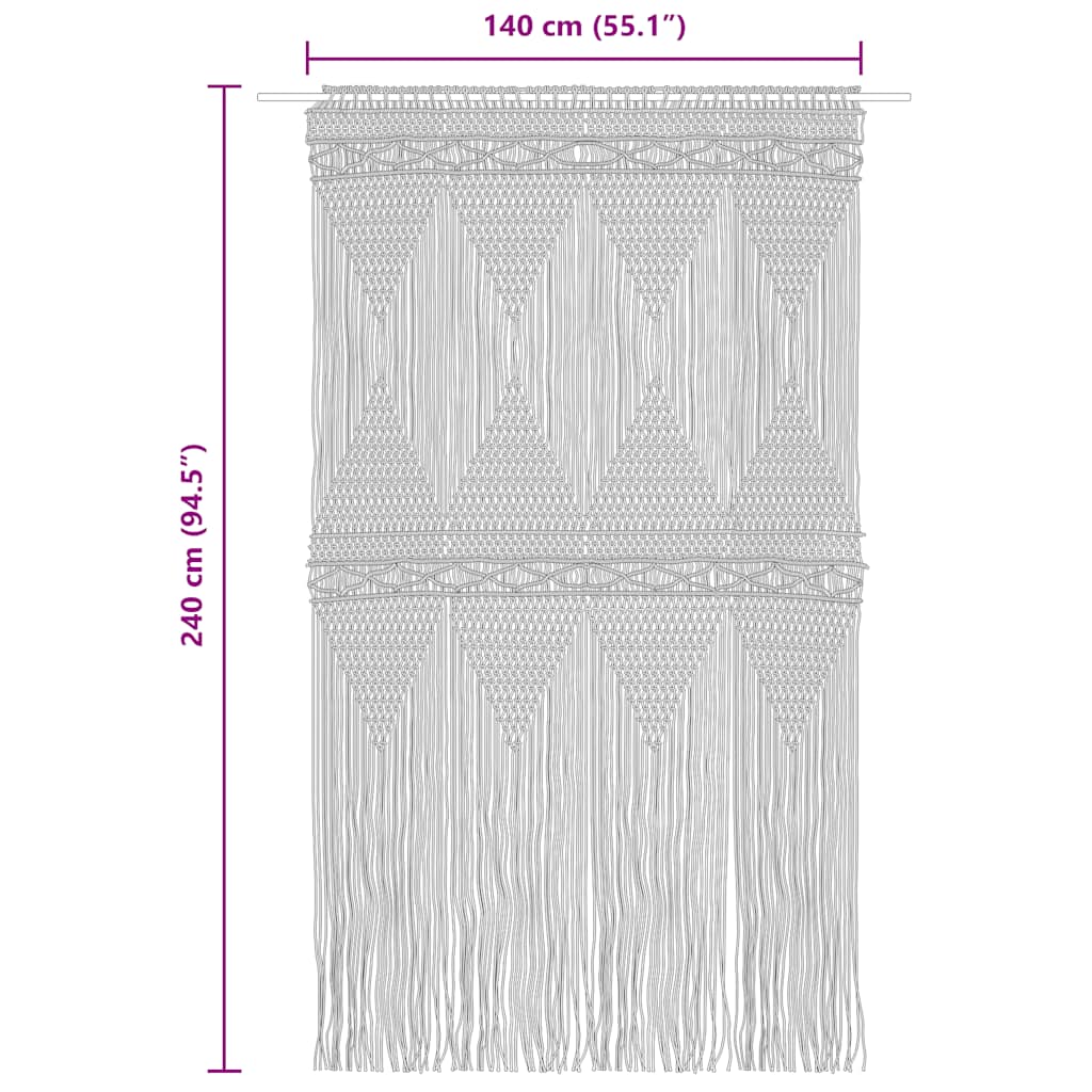 Macrame Curtain Blue 140x240 cm Cotton