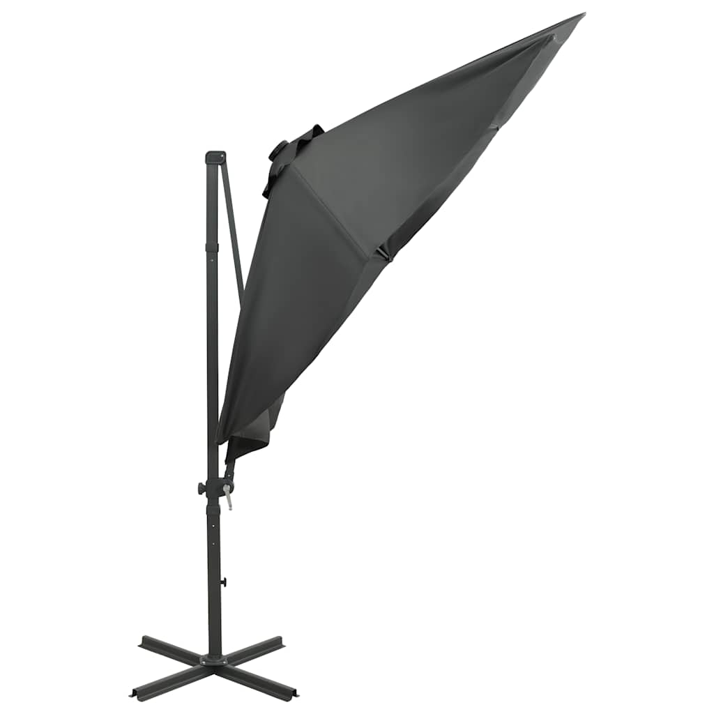 Cantilever Garden Parasol with Pole and LED Lights Anthracite 300 cm