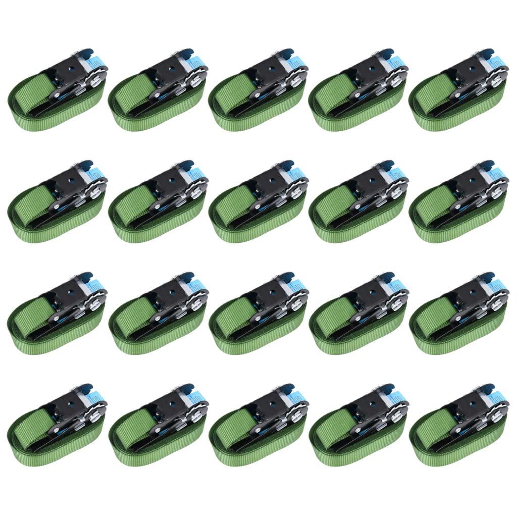 Ratchet Tie Down Straps 20 pcs 800 daN 6 m Green