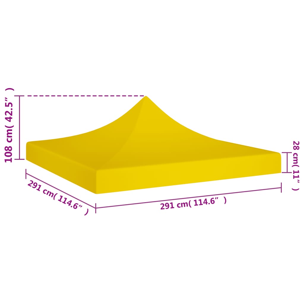Party Tent Roof 3x3 m Yellow 270 g/m²