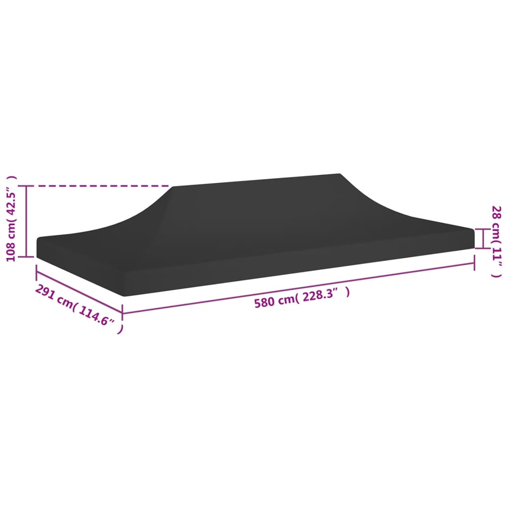 Party Tent Roof 6x3 m Black 270 g/m²