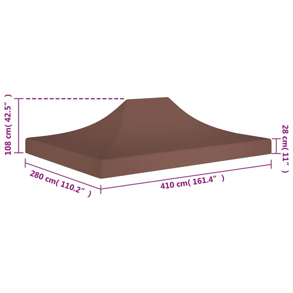 Party Tent Roof 4x3 m Brown 270 g/m²