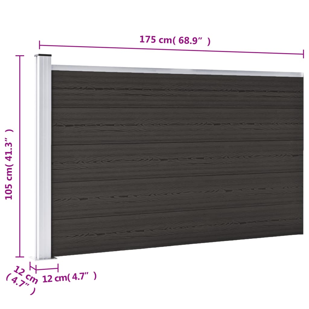 Fence Panel WPC 175x105 cm Black