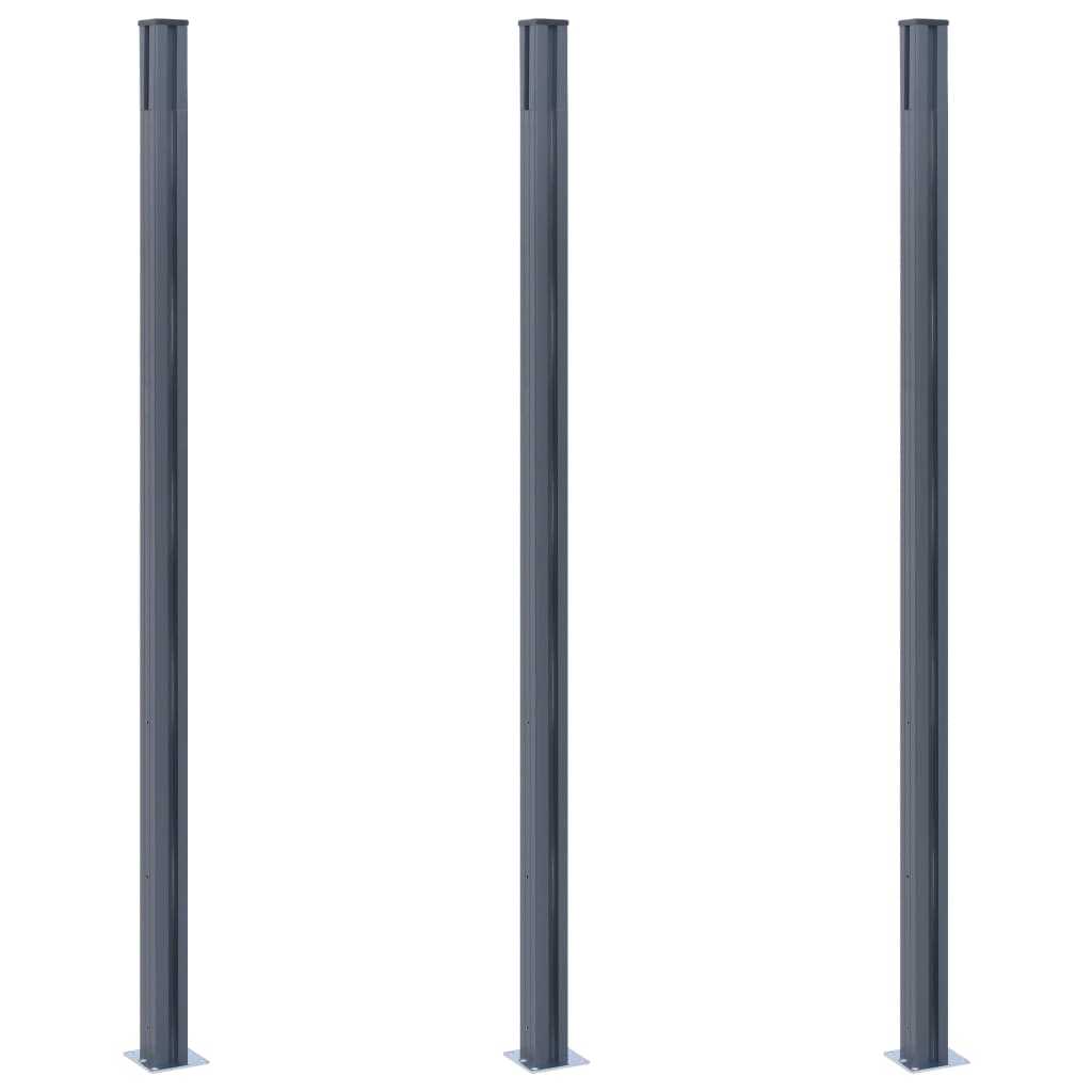 Fence Posts 3 pcs Dark Grey 185 cm Aluminium