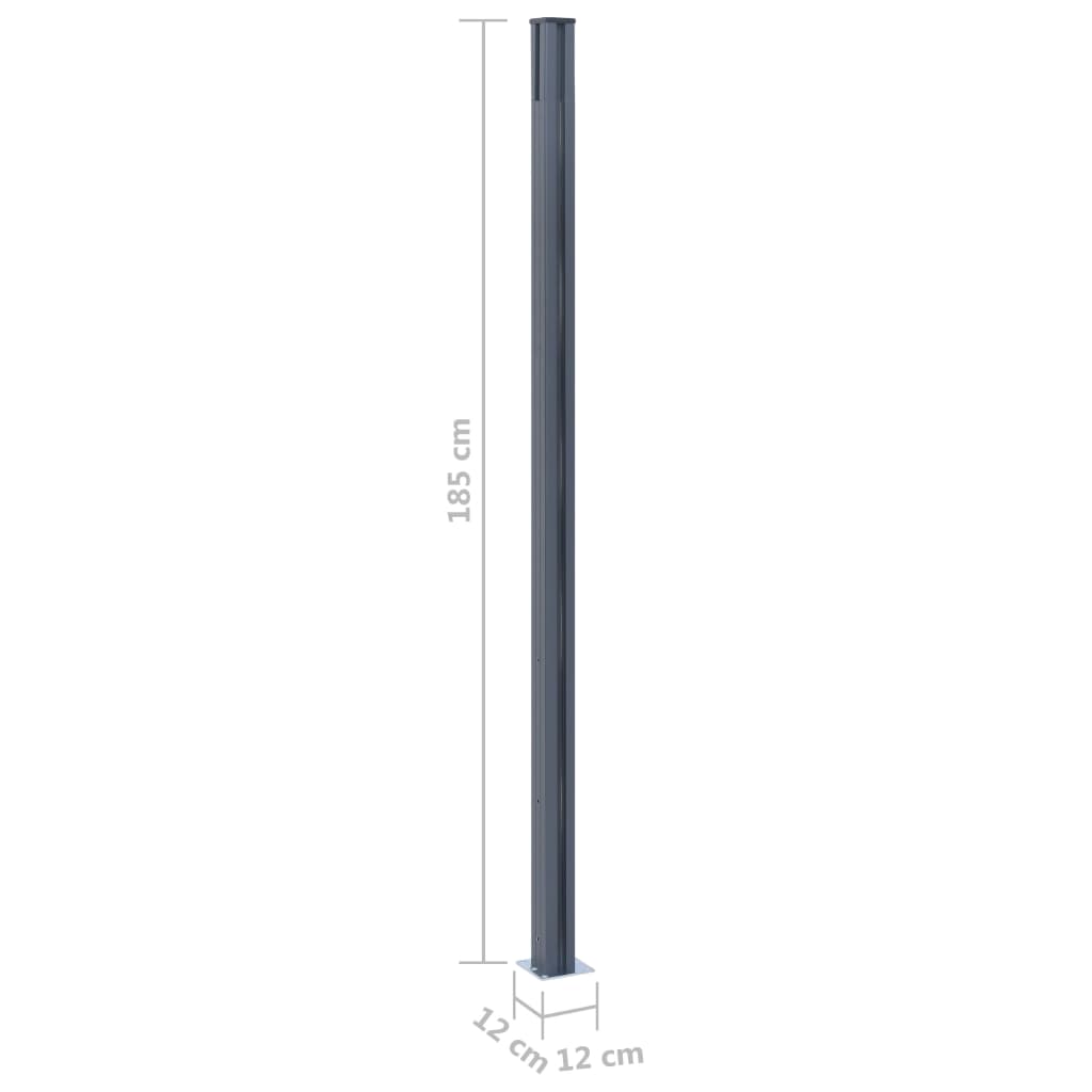 Fence Posts 3 pcs Dark Grey 185 cm Aluminium