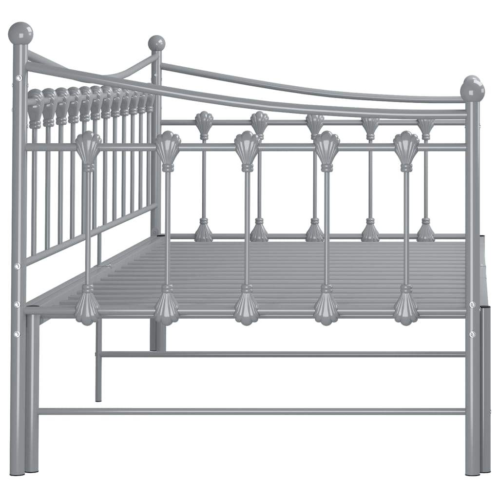 Pull-out Sofa Bed Frame without Mattress Grey Metal 90x200 cm