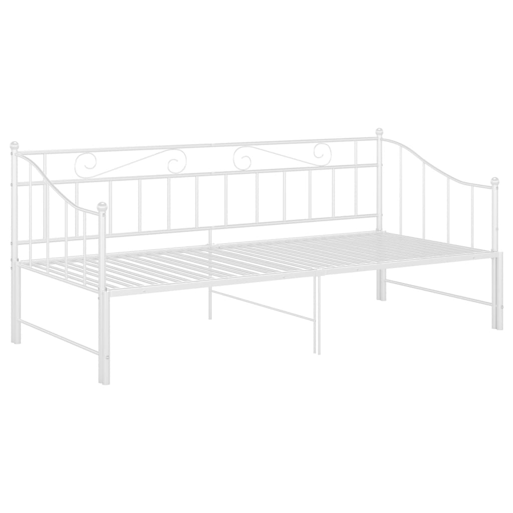 Pull-out Sofa Bed Frame without Mattress White Metal 90x200 cm