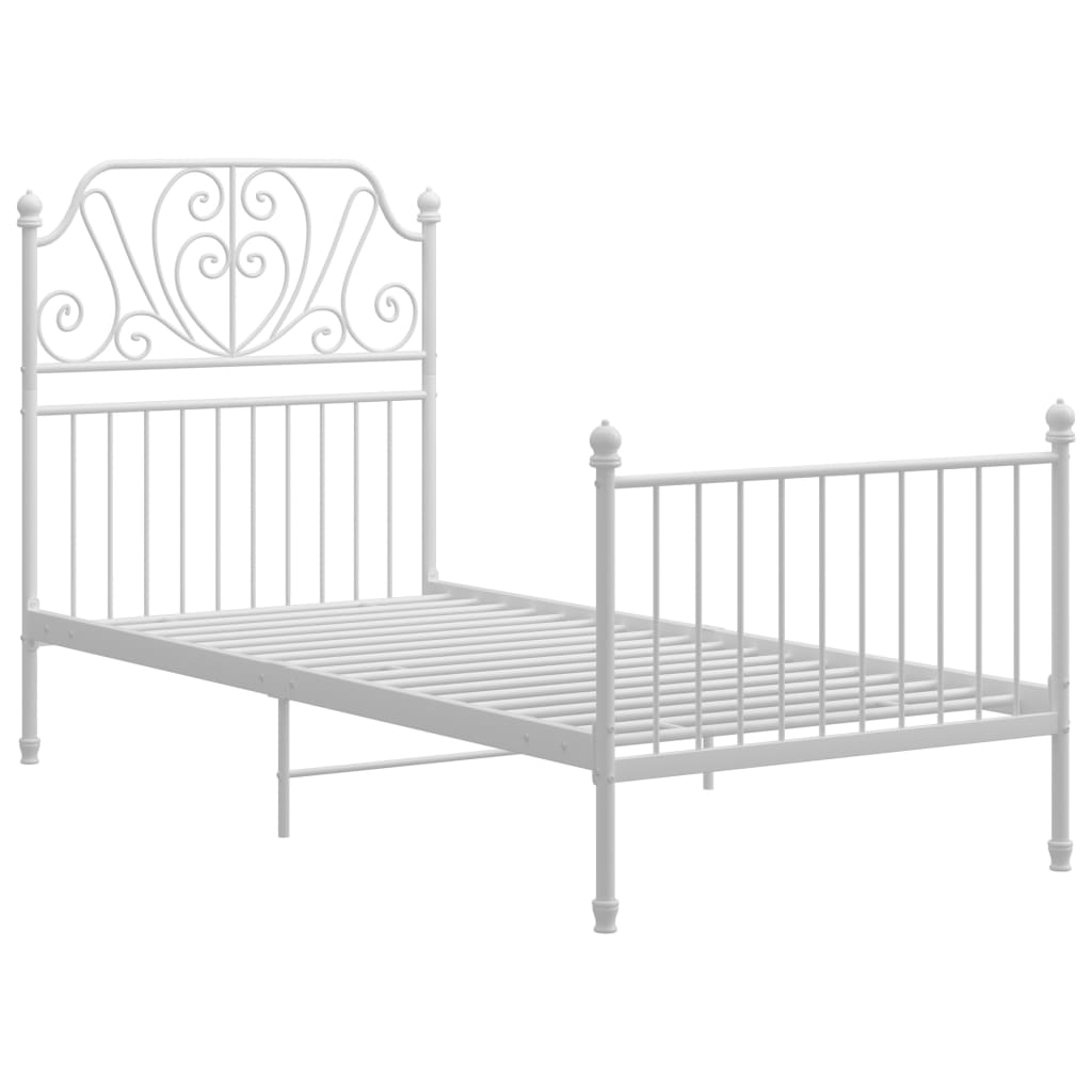 Bed Frame without Mattress White Metal 90x200 cm