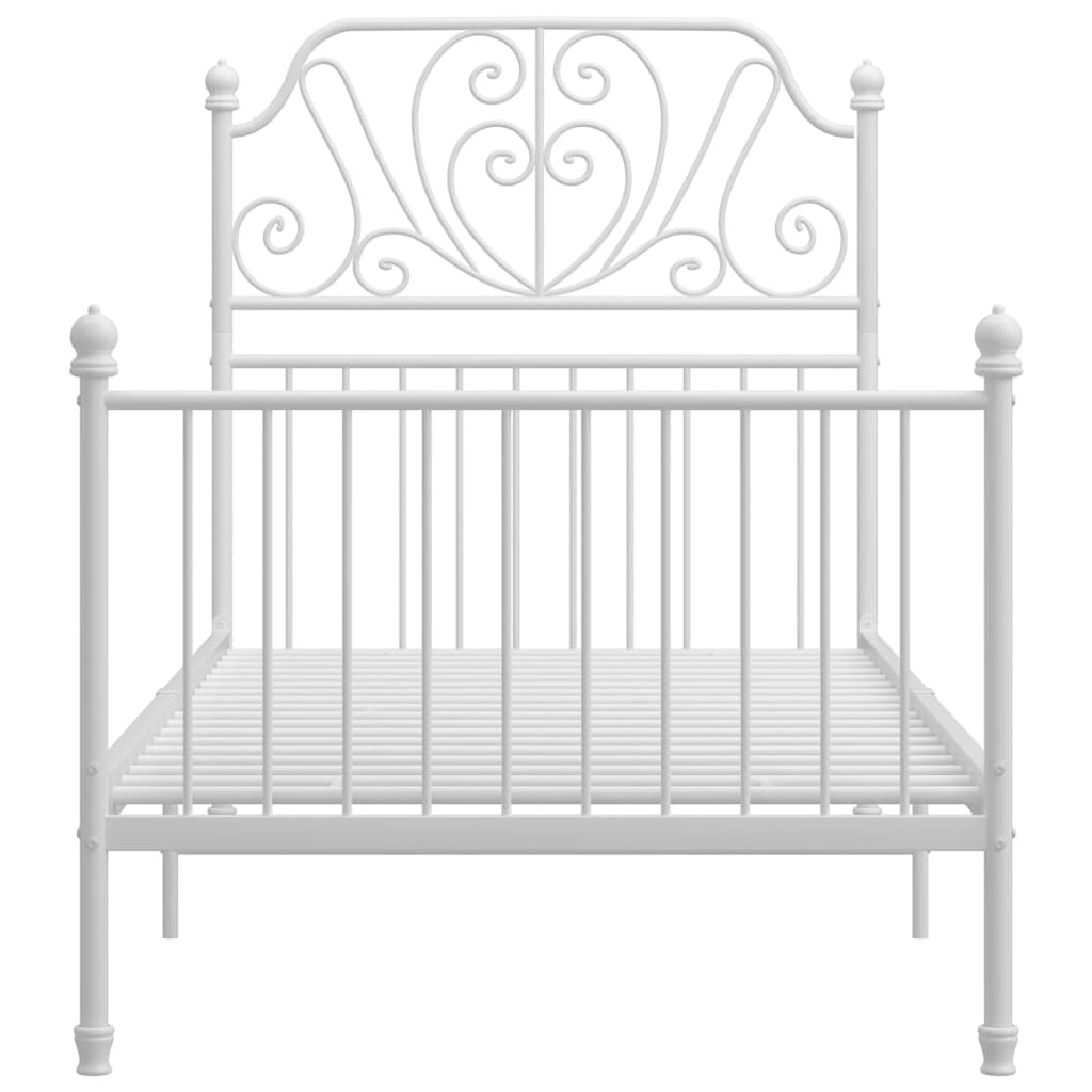 Bed Frame without Mattress White Metal 90x200 cm