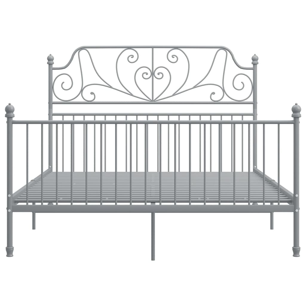 Bed Frame without Mattress Grey Metal 140x200 cm