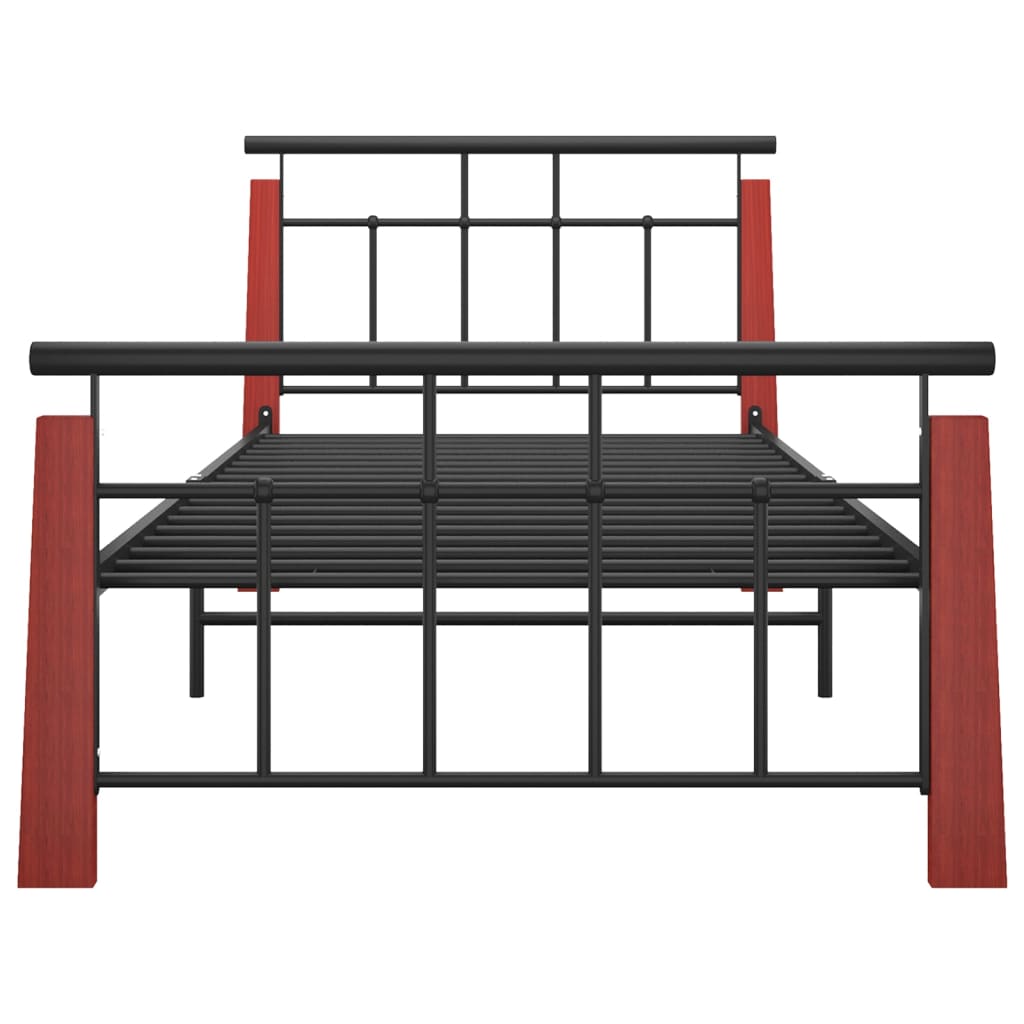 Bed Frame without Mattress Metal and Solid Oak Wood 100x200 cm