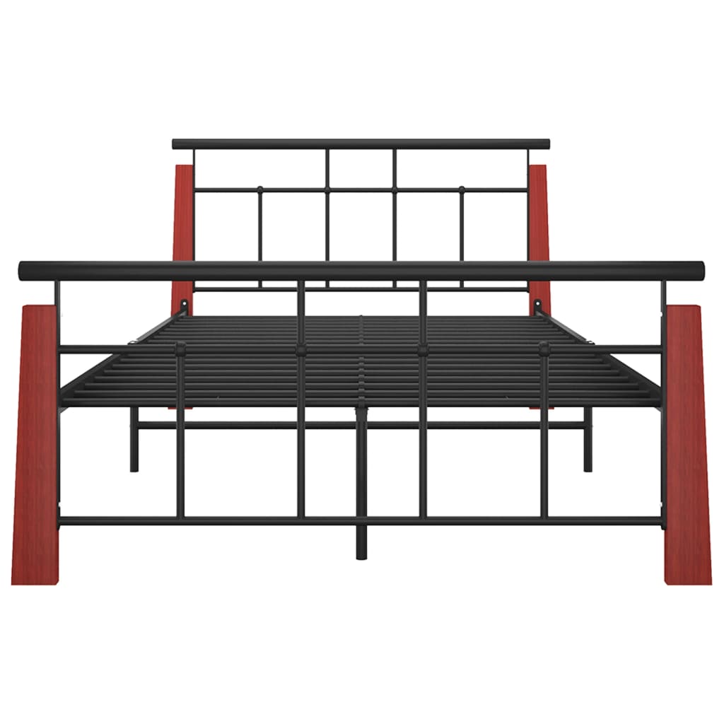 Bed Frame without Mattress Metal and Solid Oak Wood 120x200 cm