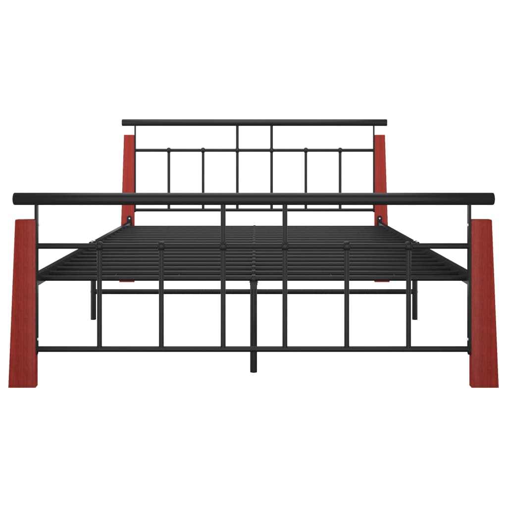 Bed Frame without Mattress Metal and Solid Oak Wood 140x200 cm
