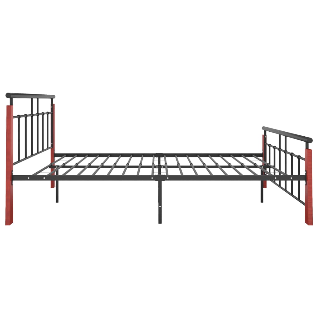 Bed Frame without Mattress Metal and Solid Oak Wood 140x200 cm