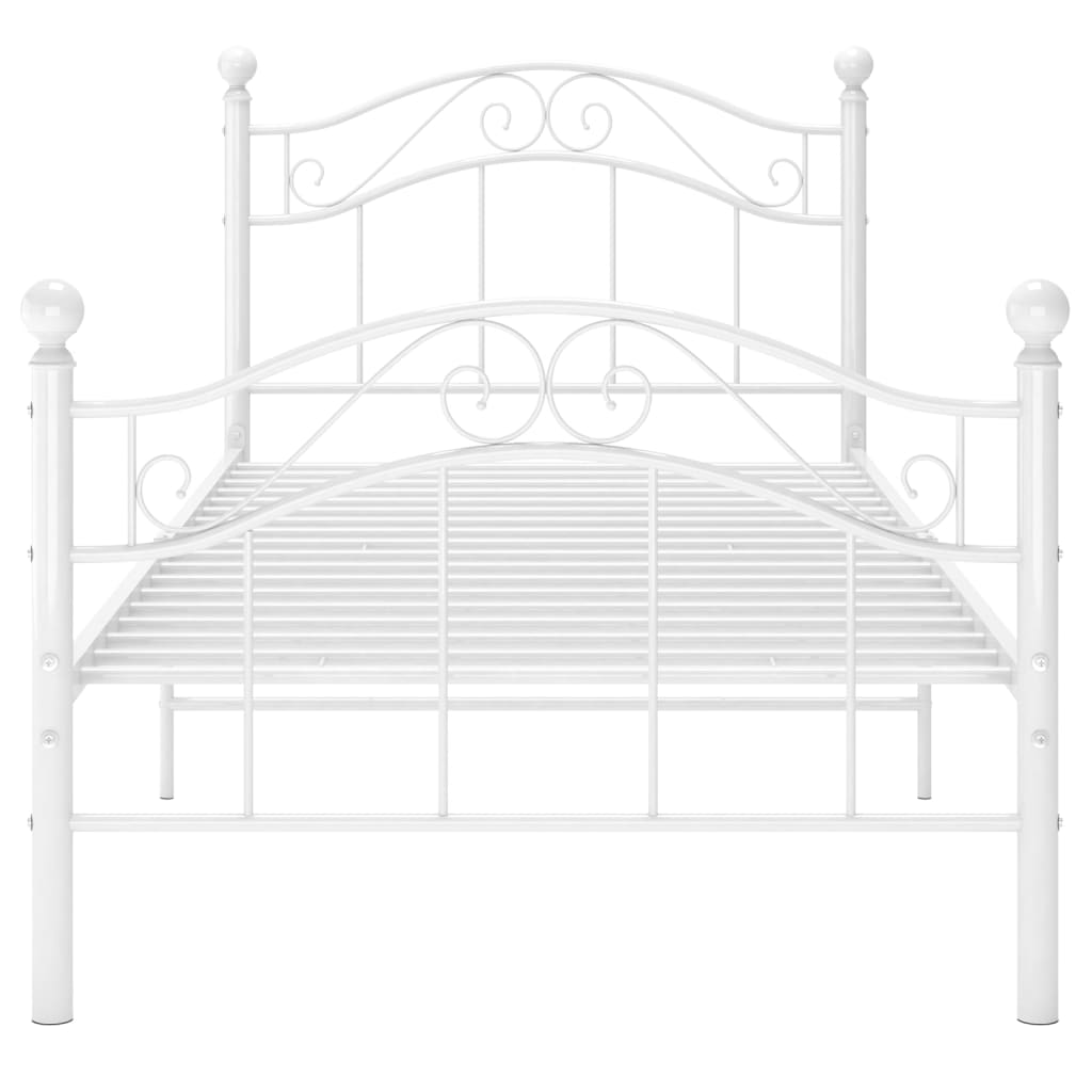 Bed Frame without Mattress White Metal 90x200 cm