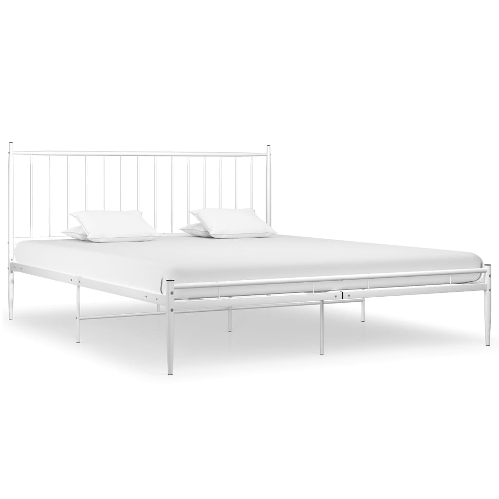 Bed Frame without Mattress White Metal 180x200 cm Super King