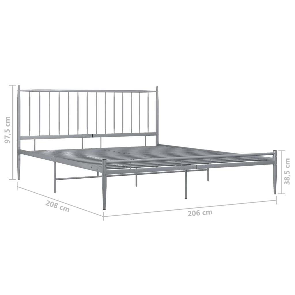 Bed Frame without Mattress Grey Metal 200x200 cm