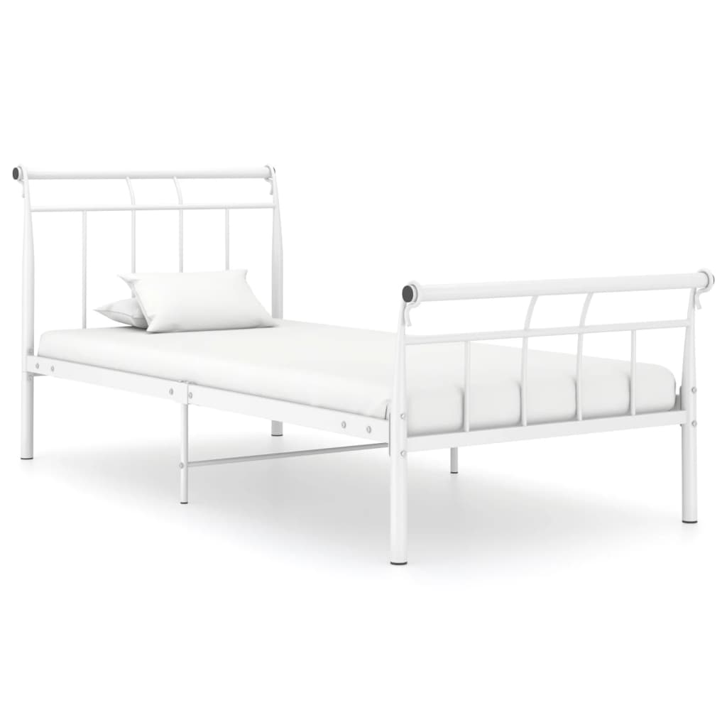 Bed Frame without Mattress White Metal 90x200 cm