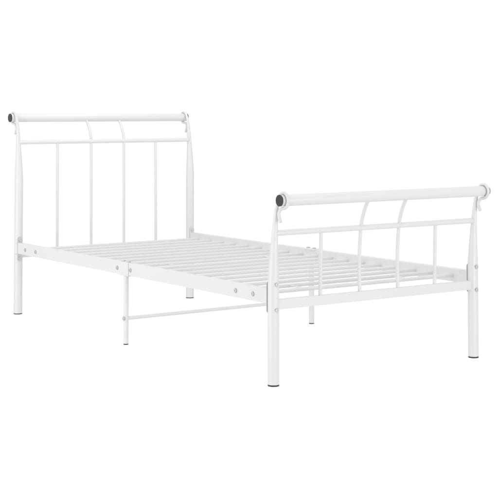 Bed Frame without Mattress White Metal 90x200 cm