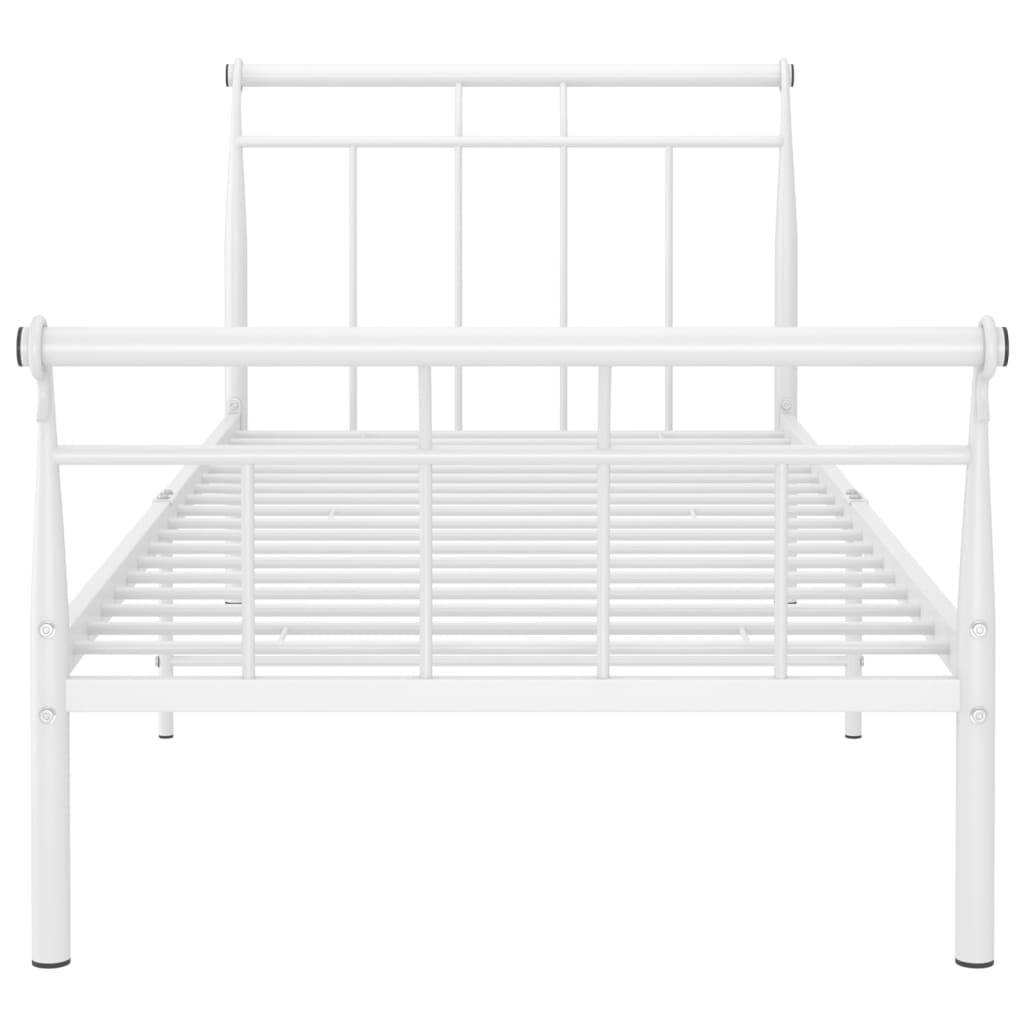 Bed Frame without Mattress White Metal 90x200 cm