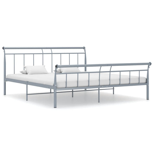 Bed Frame without Mattress Grey Metal 180x200 cm Super King