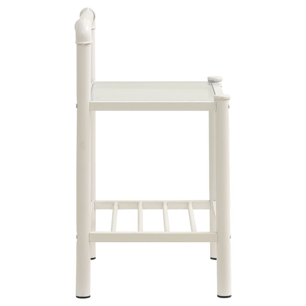 Bedside Cabinets 2 pcs White and Transparent Metal and Glass