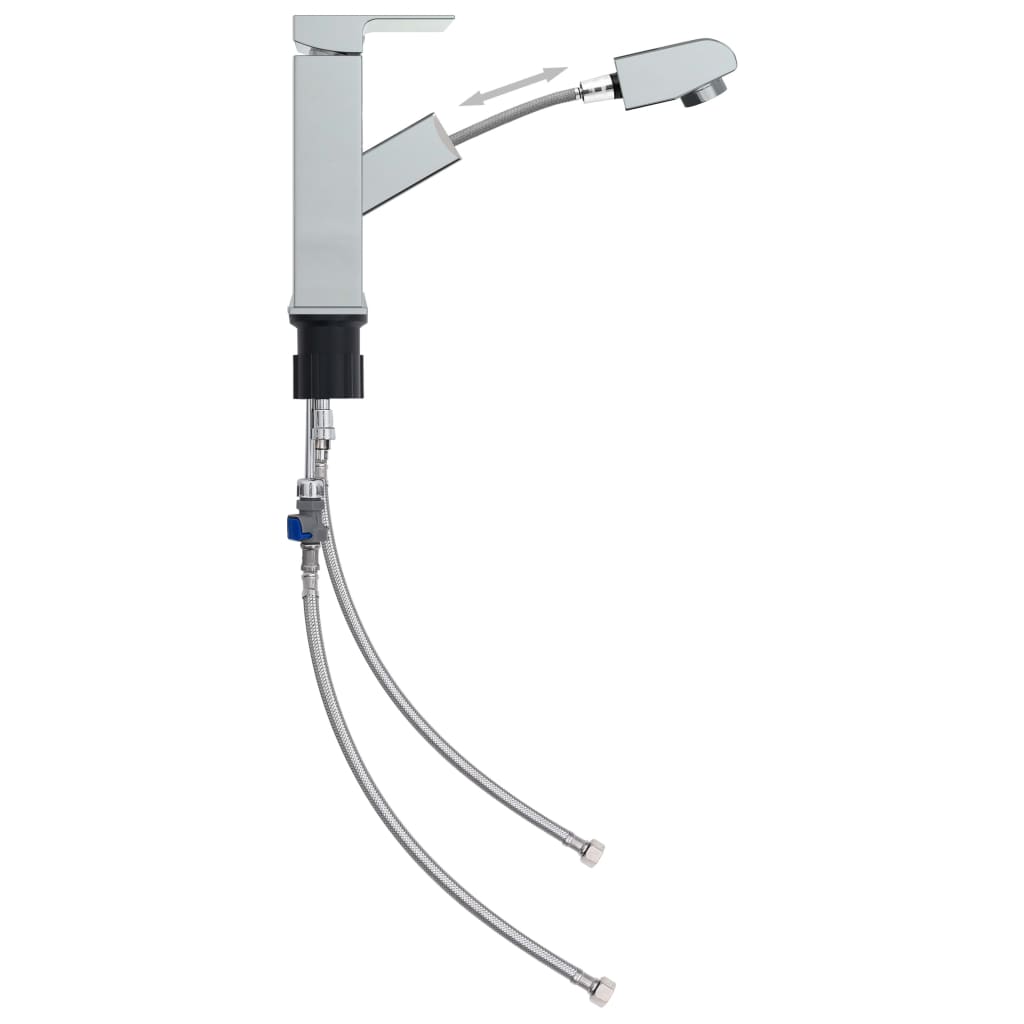 Bathroom Basin Faucet with Pull-out Function Chromed Finish 157x172 mm