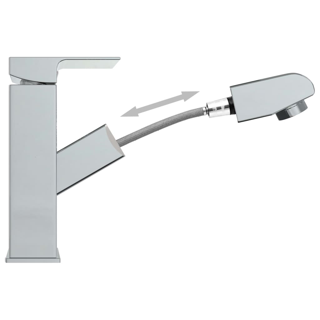 Bathroom Basin Faucet with Pull-out Function Chromed Finish 157x172 mm
